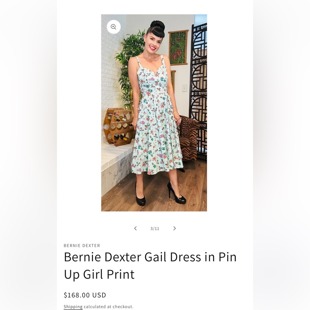 Bernie Dexter Gail dress in pinup print NWT XL
